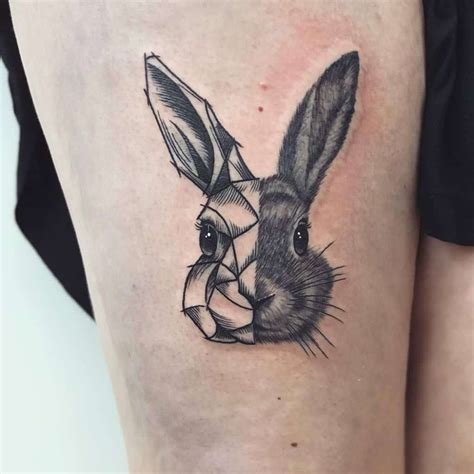 geometric bunny tattoo|Top 10 geometric bunny tattoo ideas and inspiration